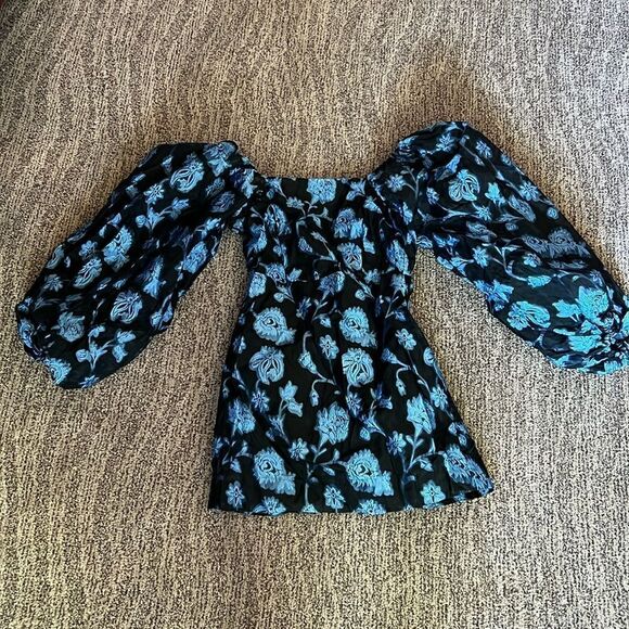 Free People Aureta Georgia Mini Dress Black Blue M - Picture 4 of 7